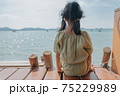 Happy little girl on vacation 75229989