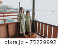Portrait of Two little girls in beautiful dresses 75229992