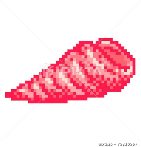 Horn snail shell pixel art red icon. Retro...のイラスト素材 [75230567] - PIXTA