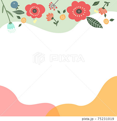 おしゃれな花のフレーム落書き風 75231019