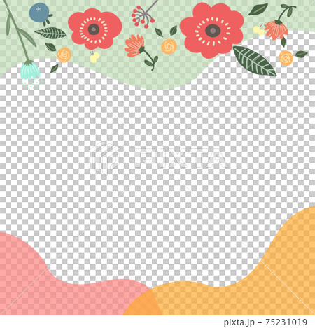 おしゃれな花のフレーム落書き風 75231019