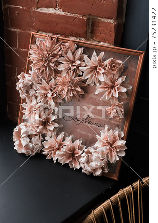 A room decorated with artificial flowers. Decor options. composition 75231422