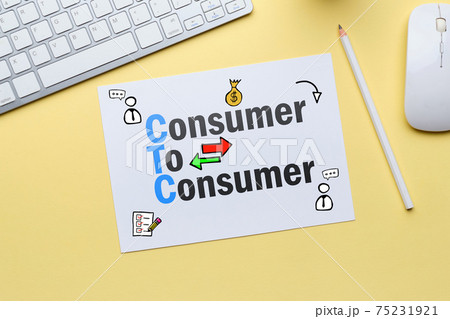 C2C concept. Consumer to consumer as a business model C2C concept. Consumer to consumer as a business model 75231921