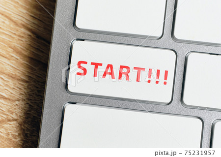 Start concept on keyboard button. Close up Start concept on keyboard button. Close up 75231957