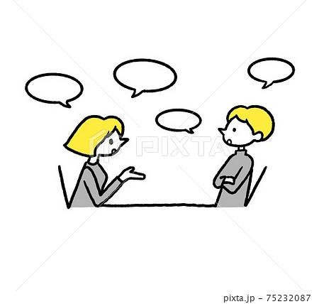話し合いをする夫婦のイラストのイラスト素材