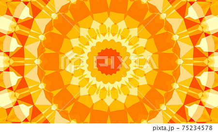 オレンジ 太陽 ひまわり 万華鏡 美しい幾何学模様 [別Verあり] 75234578