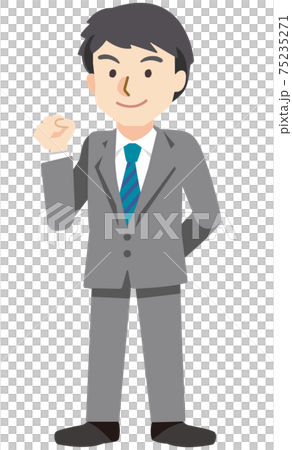 微笑みながらガッツポーズをするビジネスマン 微笑みながらガッツポーズをするビジネスマン 75235271