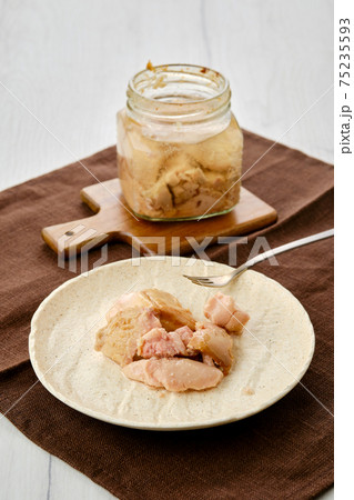 Canned cod liver in glass pot Canned cod liver in glass pot 75235593