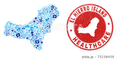 Health Care Dose Mosaic El Hierro Island Map and Rubber Health Care Seal Health Care Dose Mosaic El Hierro Island Map and Rubber Health Care Seal 75236450