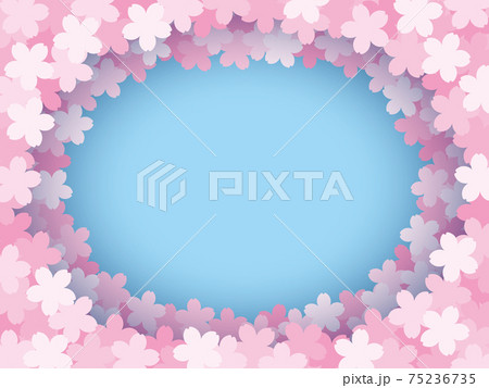 桜を敷き詰めたフレーム（2段重ね） 75236735