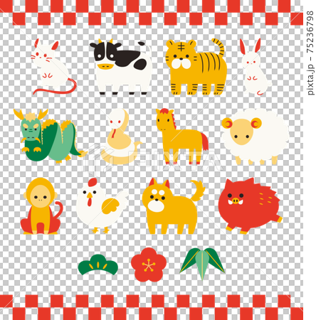 Zodiac animal illustration (no line) 75236798