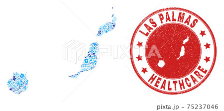 Health Care Treatment Mosaic Las Palmas Province Map and Rubber Health Care Stamp 75237046