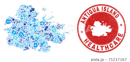 Health Care Injection Mosaic Antigua Island Map and Scratched Health Care Stamp Seal Health Care Injection Mosaic Antigua Island Map and Scratched Health Care Stamp Seal 75237167