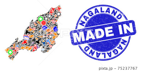 Engineering Mosaic Nagaland State Map and Made in Grunge Watermark Engineering Mosaic Nagaland State Map and Made in Grunge Watermark 75237767