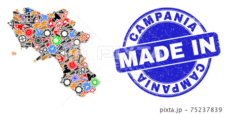 Industrial Collage Campania Region Map and Made in Scratched Seal Industrial Collage Campania Region Map and Made in Scratched Seal 75237839