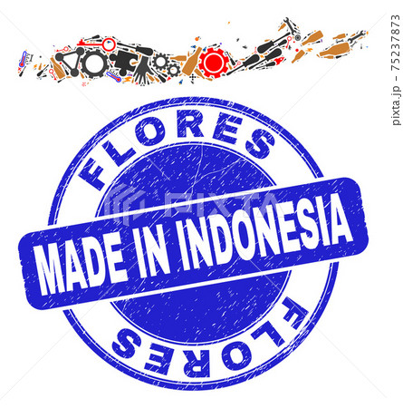 Service Mosaic Flores Islands of Indonesia Map and Made in Grunge Watermark Service Mosaic Flores Islands of Indonesia Map and Made in Grunge Watermark 75237873