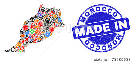 Component Mosaic Morocco Map and Made in Distress Rubber Stamp 75239658