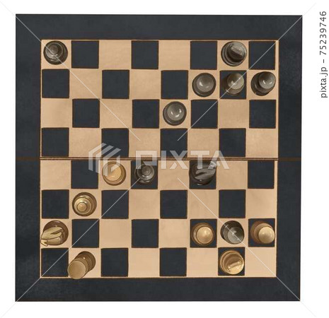 Old wooden chess board isolated, clipping path. 75239746