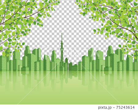 大都市　新緑　背景素材 75243614