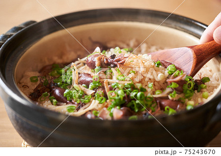 土鍋で炊いたホタルイカご飯 土鍋で炊いたホタルイカご飯 75243670