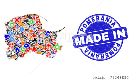 Service Collage Pomeranian Voivodeship Map and Made in Scratched Stamp Seal 75243836
