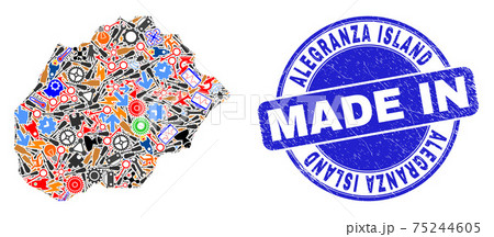 Production Mosaic Alegranza Island Map and Made in Scratched Seal 75244605