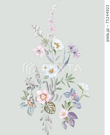 透明水彩 水彩画 花のイラスト素材