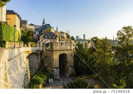 The superb view of the Grund, Luxembourg The superb view of the Grund, Luxembourg 75246428