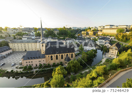 Sunrise superb view of the Grund, Luxembourg 75246429