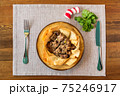 Appetizing meat in baked lavash according 75246917