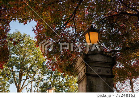 レトロな門灯　石造りの門柱 75248162