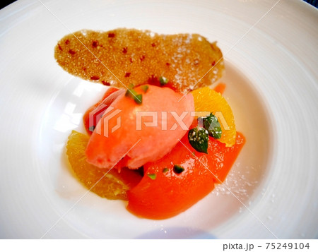 高級レストランのデザート（シャーベット） 75249104