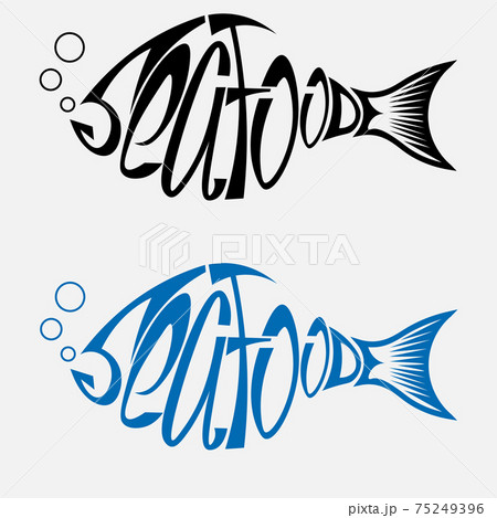 set of lettering fish logo from lettering fresh fish 75249396