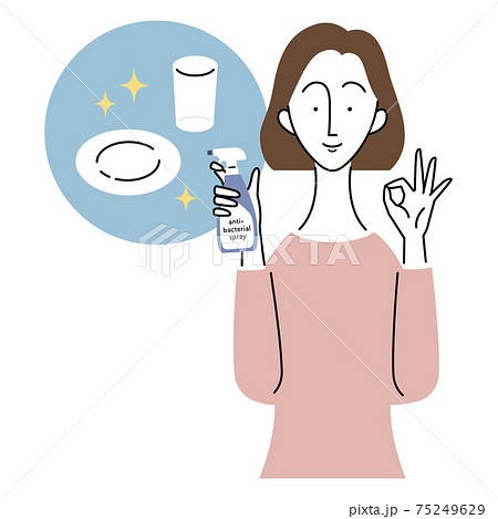 食器を清潔に保つ女性 食器を清潔に保つ女性 75249629