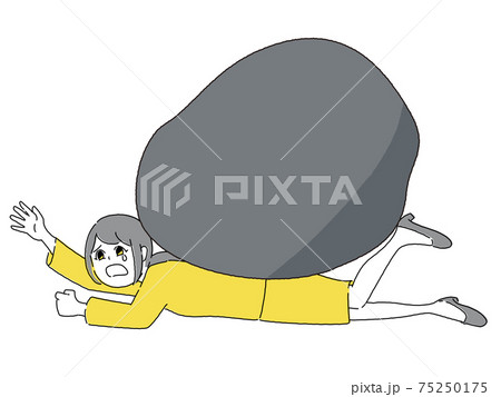 押しつぶされている女性のイラスト 75250175