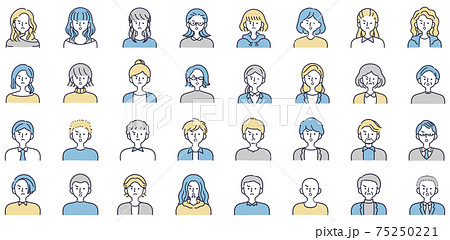 怒り顔　男女セット　シンプルイラスト 75250221