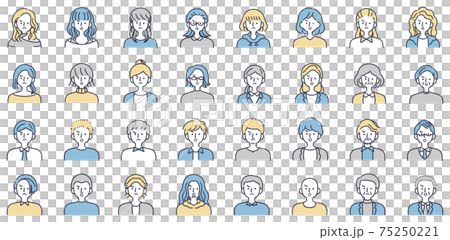 怒り顔　男女セット　シンプルイラスト 75250221