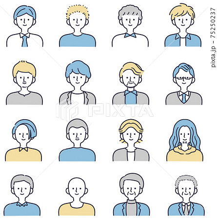 笑顔の男性セット　シンプルイラスト 75250237