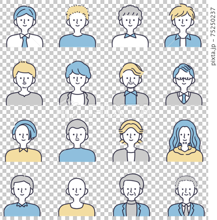 笑顔の男性セット　シンプルイラスト 75250237