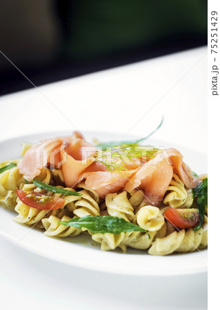 smoked salmon organic tomato and basil fresh pasta salad 75251429