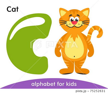 Green letter C and yellow Cat. English alphabet... - Stock Illustration  [75252631] - PIXTA