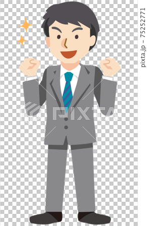 笑顔でガッツポーズをするビジネスマン 笑顔でガッツポーズをするビジネスマン 75252771