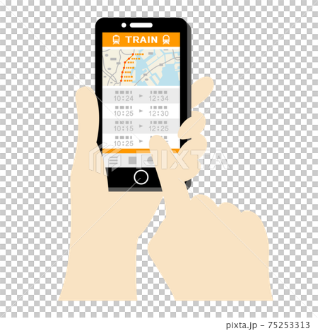 Illustration image of using the train app on a smartphone 75253313