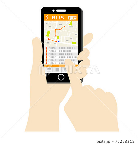 スマホでバスアプリを使うイラストイメージ スマホでバスアプリを使うイラストイメージ 75253315