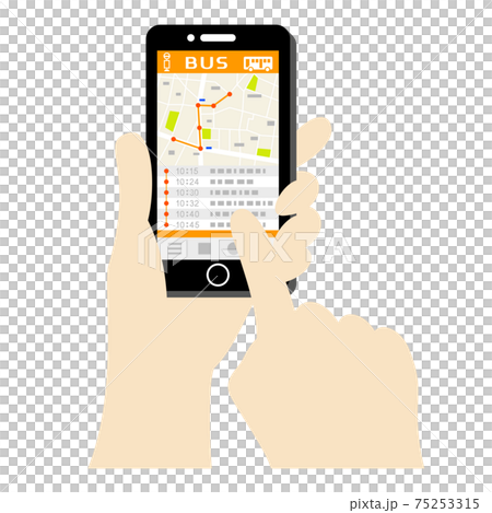 スマホでバスアプリを使うイラストイメージ スマホでバスアプリを使うイラストイメージ 75253315