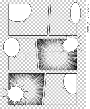 Layout, comic, frame, concentration line, speech bubble 75254297