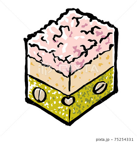 春の和菓子・桜をモチーフにした浮島単体　筆描き・マット塗り 75254331