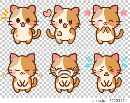 かわいい猫のイラスト素材セット3 かわいい猫のイラスト素材セット3 75255374