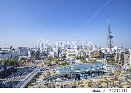 愛知県名古屋市 快晴の名古屋の街並み 名古屋テレビ塔とオアシス21 愛知県名古屋市 快晴の名古屋の街並み 名古屋テレビ塔とオアシス21 75255451