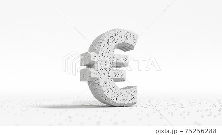 Damaged euro sign made of white blocks. Financial crisis conceptual 3d rendering Damaged euro sign made of white blocks. Financial crisis conceptual 3d rendering 75256288